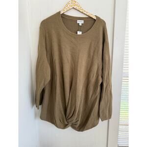 The Drop Eloise Capers Olive Twist Front Sweater | Size 4X